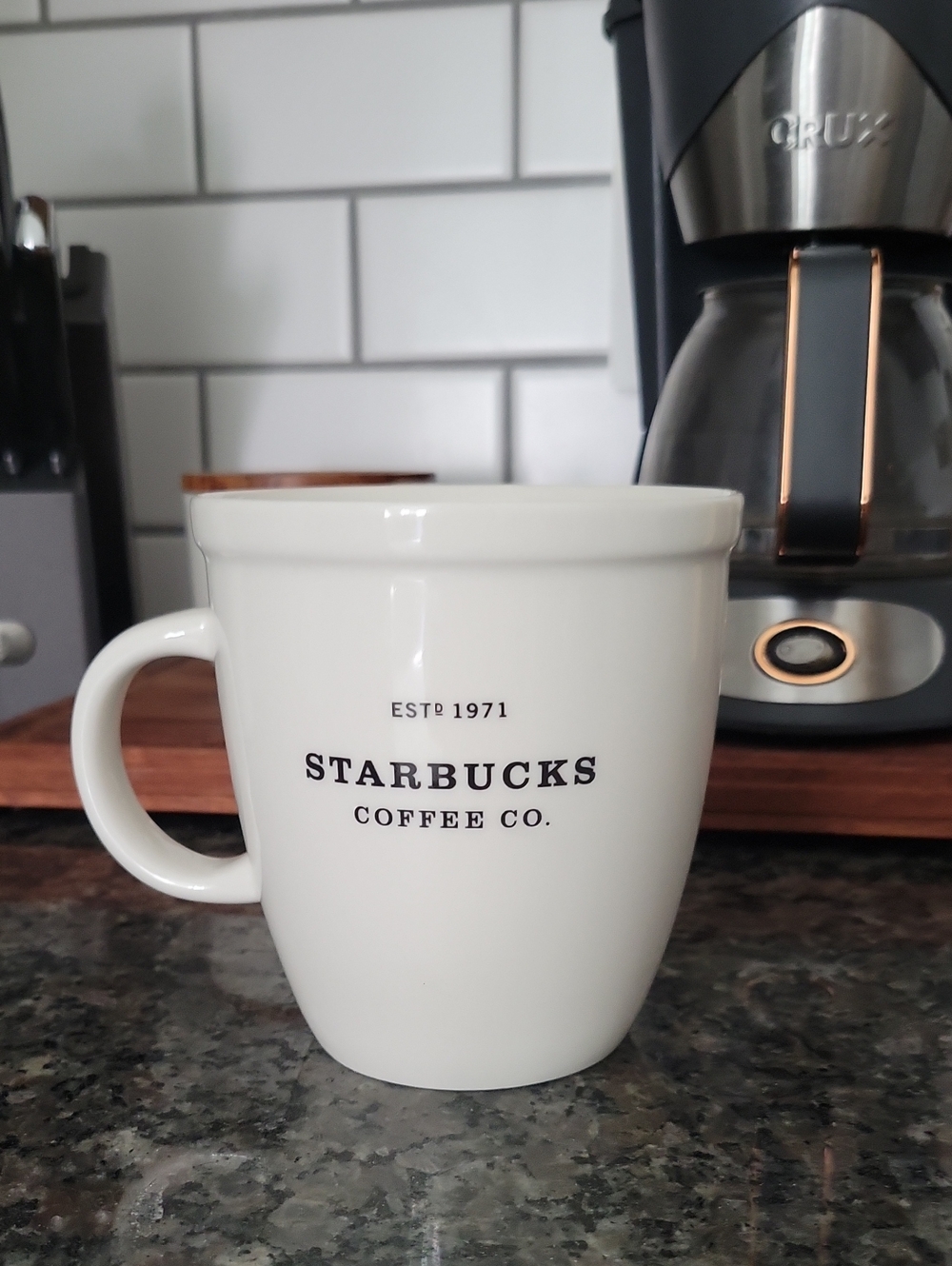 Starbucks White Ceramic Logo Mug with Black Print